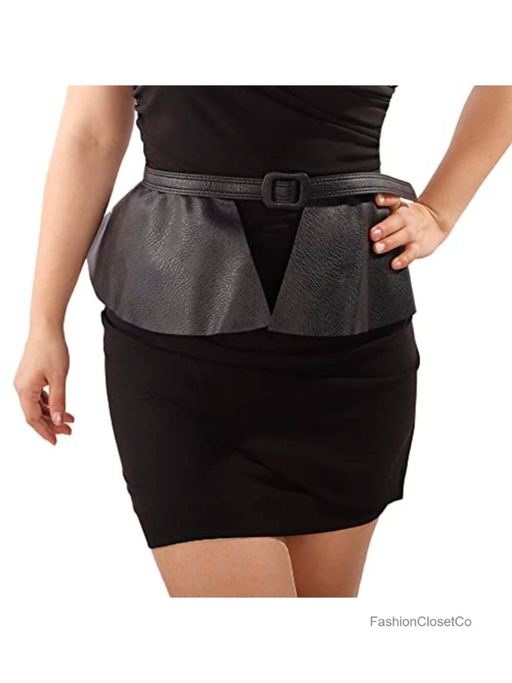 PU Leather Wide Waist Belt Adjustable Buckle Corset
